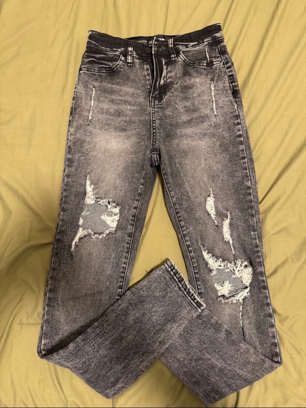 Fashion Nova Washed Black Distressed Boyfriend Jeans
